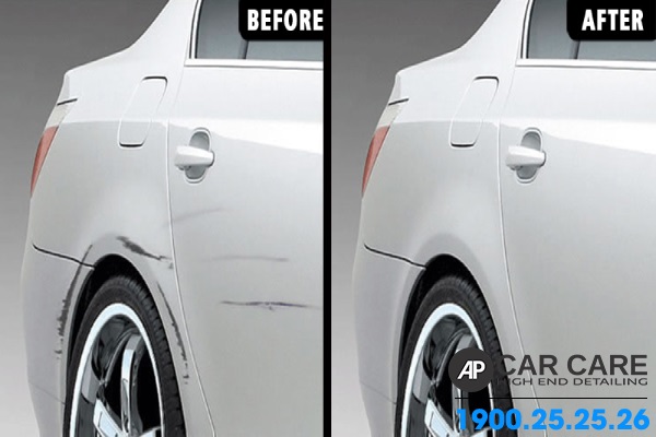 Trước và sau khi hiệu chỉnh sơn xe bị trầy